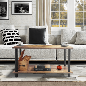 Retro-minimalist Rectangle Coffee Table, Brown, 35.4"x21.7"x18.0"