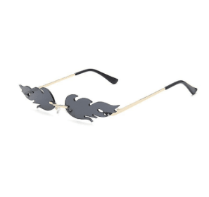 Sunglasses Rimless Wave Glasses Fire Shape Glasses Eyewear For Party (Color: GRAY)