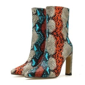 New Women 11.5cm High Heels Boots Fetish Pointed Toe Boots Serpentine (Color: Wine Red)