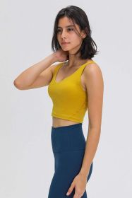 Scoop Back Sports Bra (Color: Yellow)