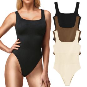 MRIGNT Ribbed Seamless Bodysuit for Women, Sleeveless Shapewear Tank Top for Tummy Control, Sexy Body Sculpting Suits 3 Pack (size: L)