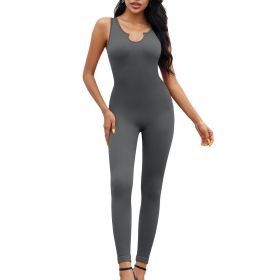 Women Yoga Rompers Workout Ribbed Sleeveless Sport Romper (size: M)
