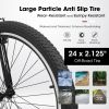 A24208 Ecarpat 24 Inch Mountain Bike, 21-Speed V-Brake, Front Suspension, Carbon Steel Frame Mountain Bike For Teenagers Girls Women Bicycles